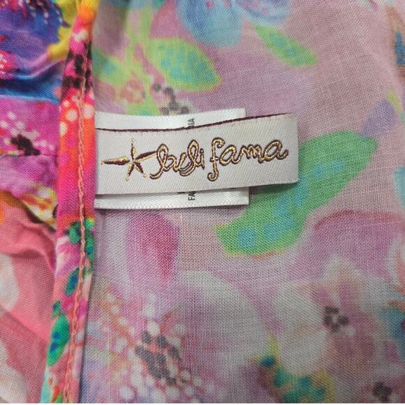 Luli Fama Ruffled Deep V Frill Hem Floral Party Dress size S - Picture 4 of 6